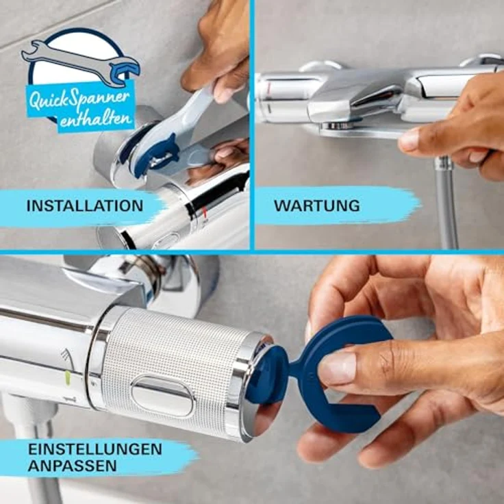 Grohe Vitalio Comfort 250 Duschsystem mit Thermostatbatterie, Handbrause Vitalio Comfort 110, schwenkbarer Brausearm, inkl. Monitoreinstellung, Antikalk-System – Bild 11