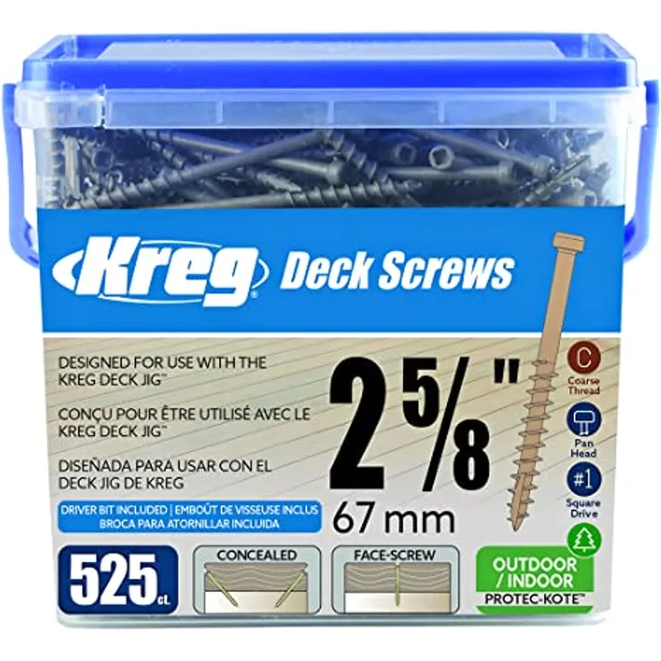 Kreg Protec-Kote Terrassenschrauben SDK-C262W-525 67mm Terrassendielen Flachkopf