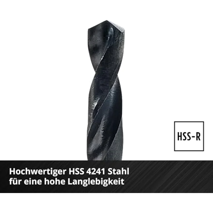Einhell 19-tlg. HSS-R Metallbohrer-Set, HSS 4241 Stahl, schwarz brüniert, 135°-Bohrspitze, rollgewalzte Typ N Spirale, Rundschaft, inkl. Aufbewahrungskassette – Bild 5