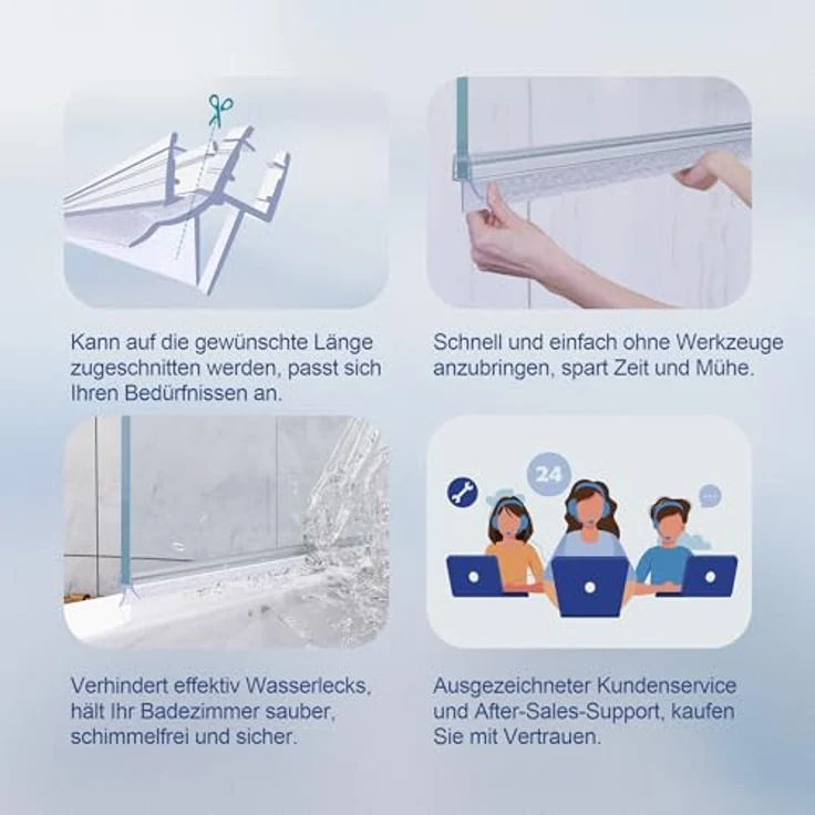 HNNHOME Duschdichtung – Universelle Ersatzdichtung für 6–8 mm Glastüren, 100% wasserdicht, extra dicke Gummilippe, einfache Montage (100cm, 1) – Bild 5