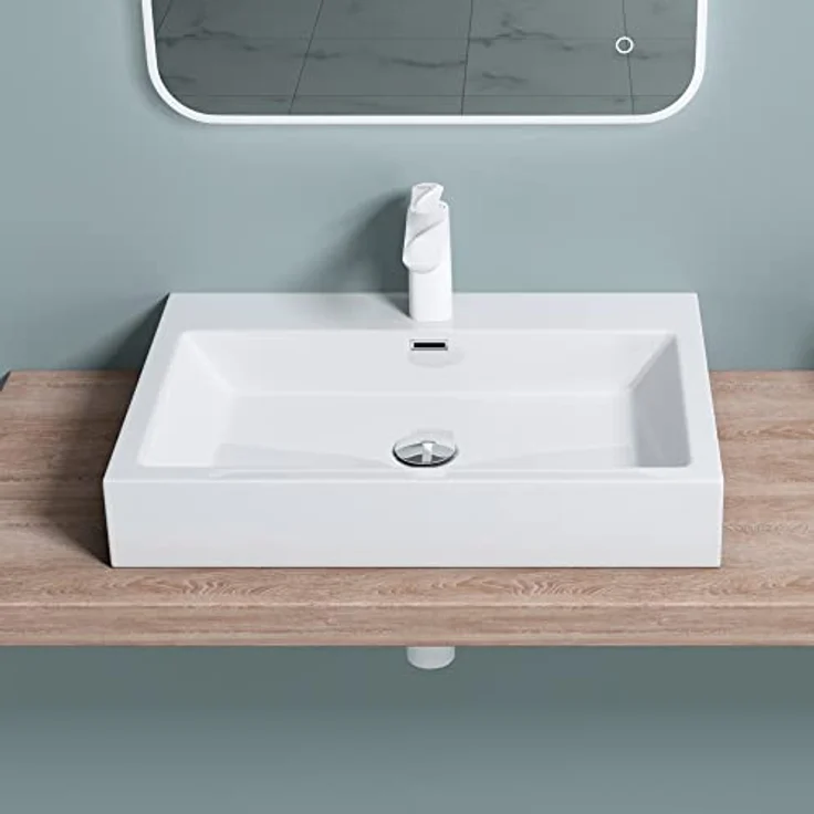 doporro BTH 60x42x10cm Design Waschbecken Colossum06 aus Gussmarmor Waschtisch Aufsatzwaschbecken Hängewaschbecken – Bild 3