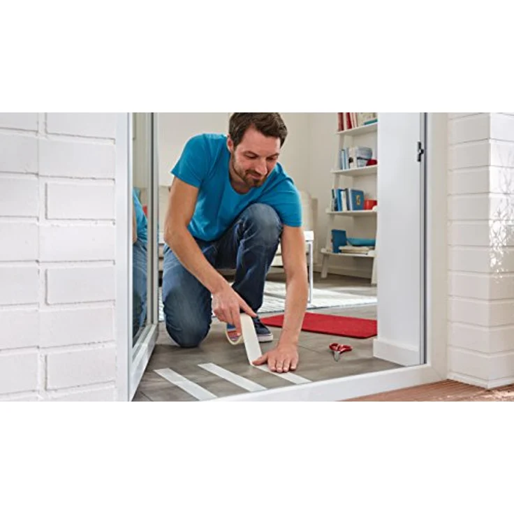 tesa Verlegeband rückstandsfrei entfernbar - Gewebeverstärktes, doppelseitiges Klebeband zum Verkleben von Teppich- und PVC-Bodenbelägen - 25 m x 50 mm – Bild 4
