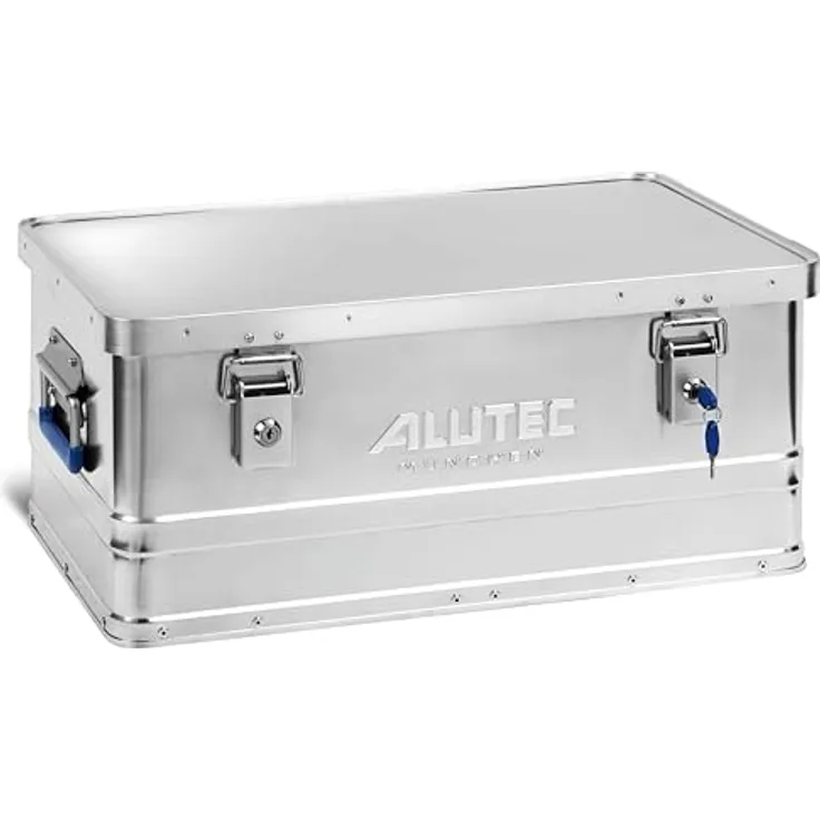 ALUTEC MÜNCHEN Aluminiumbox BASIC 40 LOCK, Werkzeugbox mit Zylinderschloss, 2 Schlüssel, 40 l, staub-/spritzwassergeschützt, Außenmaße 560 x 370 x 245 mm, Gewicht 2,98 kg
