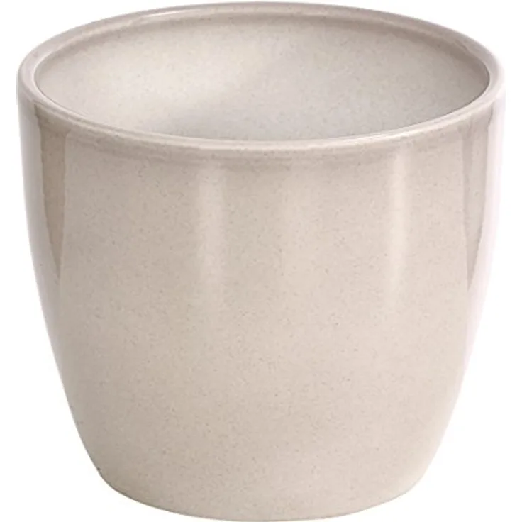 Dehner Übertopf Lina, Ø 25 cm, Höhe 23 cm, Keramik, hellgrau