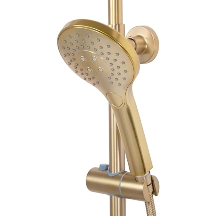 wohnwerk.idee Duschsystem Duschgarnitur mit Thermostat Gold Matt Gebürstet, 2 Strahlart(en) – Bild 6