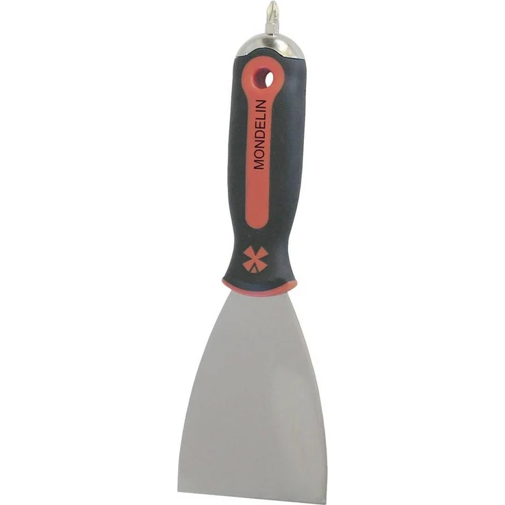 Mondelin 221790 Spachtel, Ergonomischer Trockenbauspatel mit flexiblem Edelstahlblatt und integriertem PH2 Bit