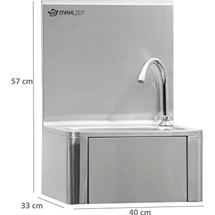 Mahlzeit Edelstahl Handwaschbecken mit Kniebetätigung und Seifenspender – Bild 2