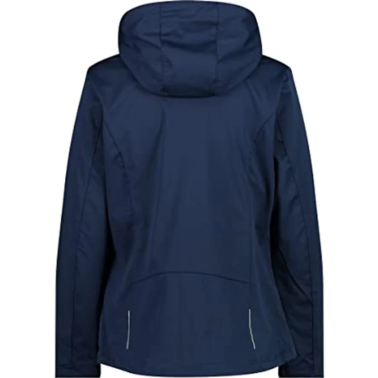 CMP Campagnolo Damen Zip Hoodie, Wetterfeste Softshelljacke mit abnehmbarer Kapuze, Blau, Größe 46 – Bild 2