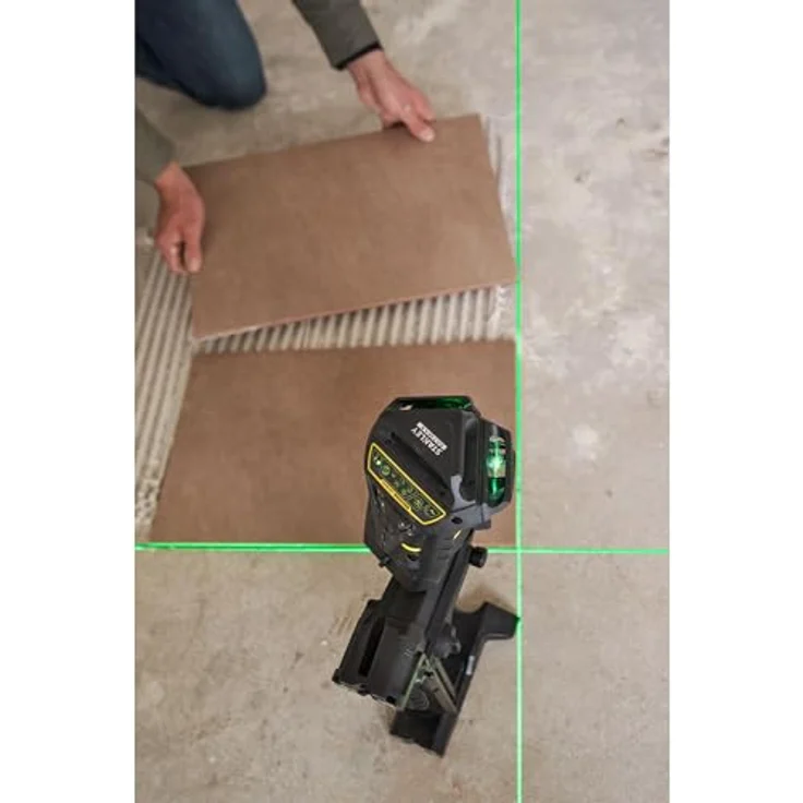 Stanley FatMax Linienlaser X3G (selbstnivellierend, mit grüner Diode und Lasersichtbrille, 3x 360°Linien, Genauigkeit: 3mm-10m, inkl. Ladegerät und Transportkoffer, bis 60 m mit Detektor) FMHT1-77356 – Bild 5