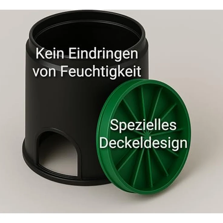 KERRY Ventilbox Bodeneinbaudose Rund Größe M, schwarz mit grasgrünem Deckel, 150 kg belastbar, robust und langlebig aus Palaplast Kunststoff – Bild 2