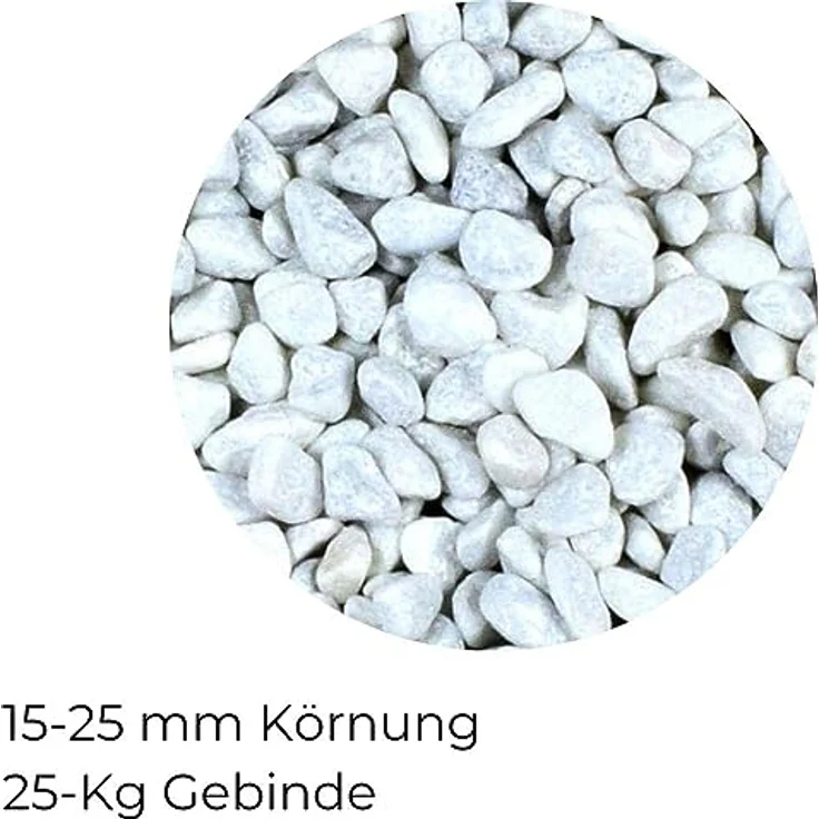 Zierkies 25 kg 25-40 mm Aquarium Carrara Weiß Garten Kies Marmor Gabion Steinteppich – Bild 2