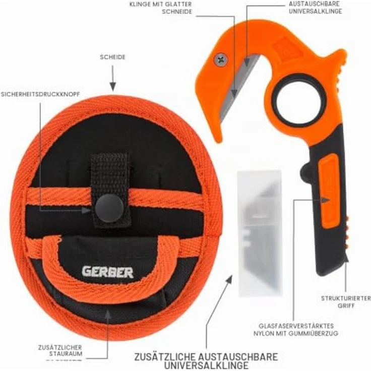 Gerber Vital Zip EAB Hunting Tool, Allzweckschneider mit ergonomischem Griff und Holster, orange – Bild 2