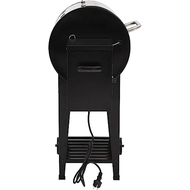 vidaXL Pelletgrill mit Ablage, Pelletsmoker mit Altöl Behälter, Holzpelletgrill mit großem Temperaturbereich, Grillwagen Pellet Grill, Schwarz Eisen – Bild 5