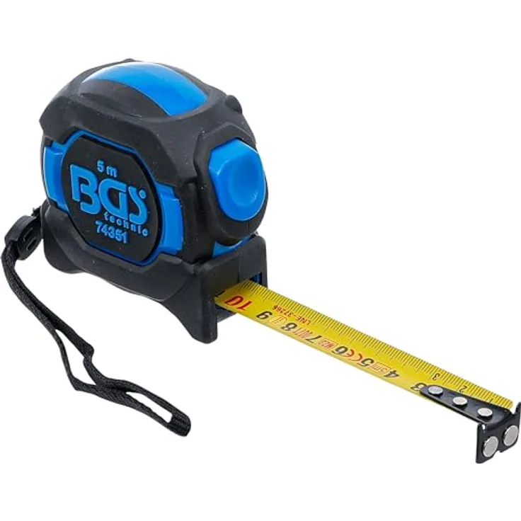 BGS 74351 Rollbandmaß 19mm x 5m, gelber Bandstahl, metrische Skala, magnetischer Anschlag