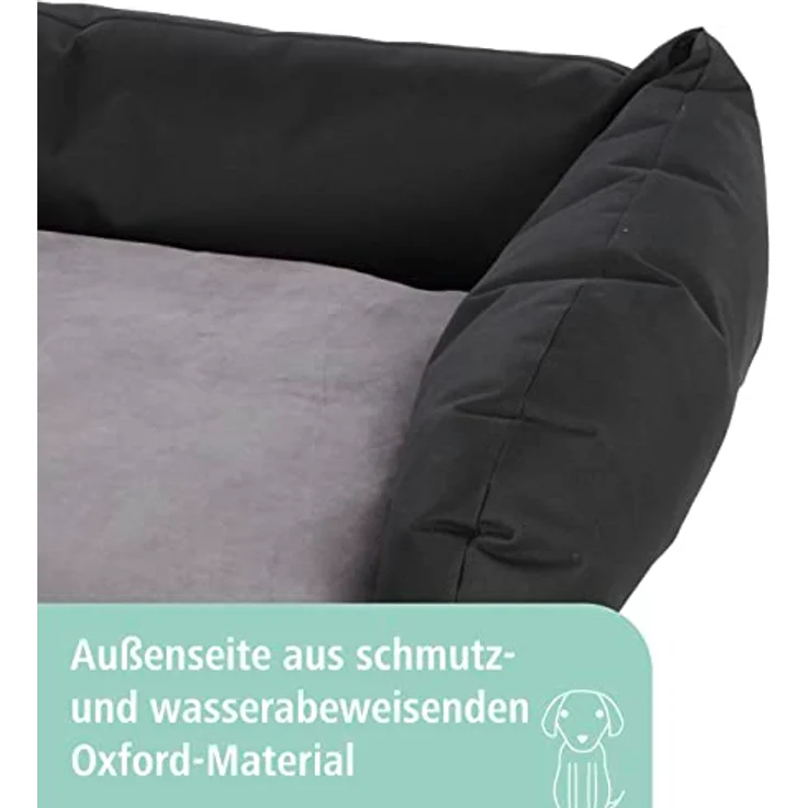 Kerbl Pet Hundebett / Hundekissen für Kofferraum, Gepolsterte Liegefläche waschbar, Schutz vor Schmutz & Kratzern, Mit Stoßstangenschutz Schwarz/Grau, 80L x 60B x 15D cm – Bild 4