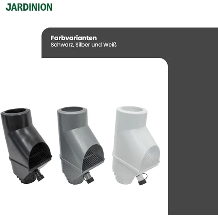 Jardinion Regenwasserfilter Laubabscheider, 30,5 x 12 x 17,5cm, für Fallrohre DN75/DN85/100mm, UV-beständig, weiß – Bild 5
