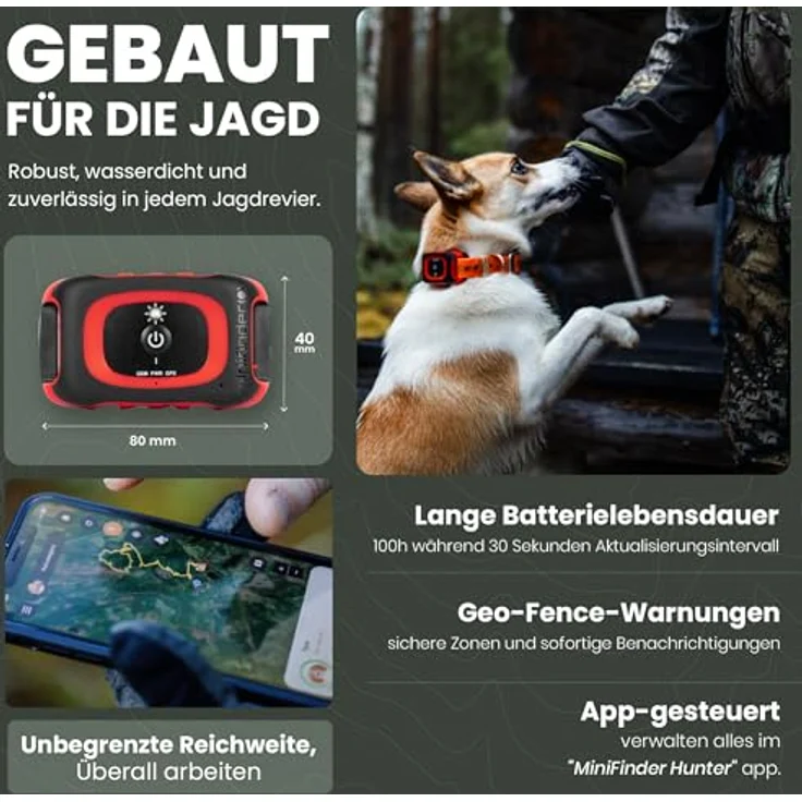 MiniFinder Rex GPS-Hundetracker mit Echtzeit-Tracking, LED-Licht, 100h Akku & wasserdichtem Gehäuse – unbegrenzte Reichweite – Bild 3