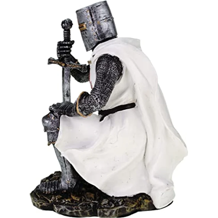 Tempelritter knieend 17 cm Figur Templer Ritter Templerkreuz Deko Skulptur – Bild 4