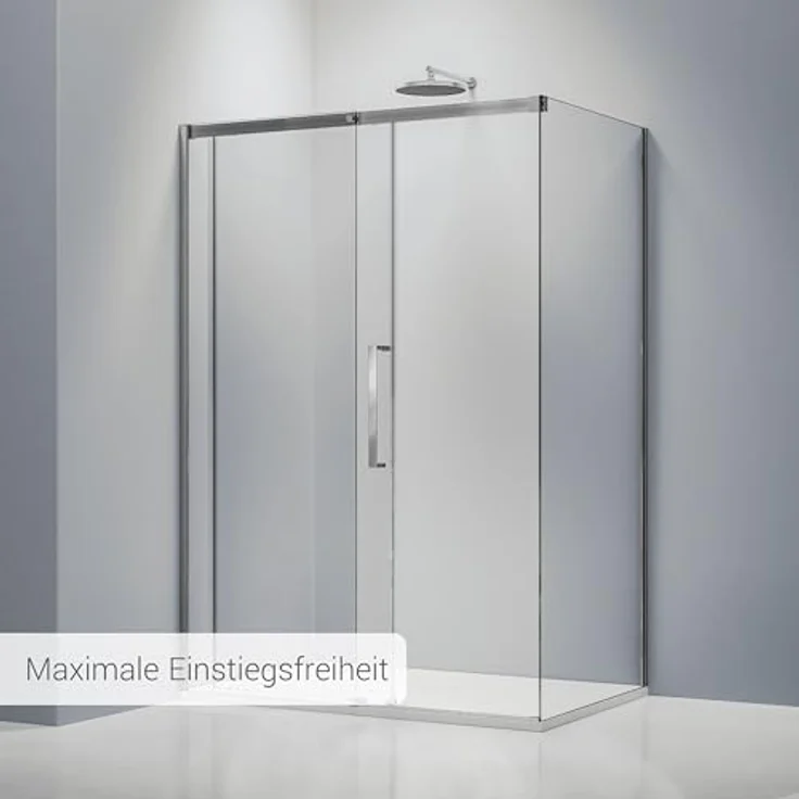 BERNSTEIN® Duschkabine DX906 FLEX, Eckdusche mit Schiebetür 120x90cm, 8mm ESG Klarglas mit NANO-Beschichtung, Chrom – Bild 5