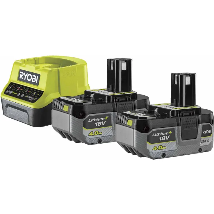 RYOBI Akku-Starter-Set RC18120-240X 2x 18V 4Ah, ONE+ Akku-System, Lithium-Ionen-Akku