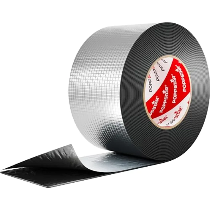 Poppstar Alu Butyl Klebeband (10 m x 75 mm x 1,5 mm) Aluminium Dichtband selbstklebend