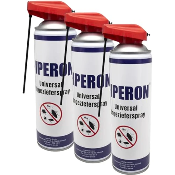 IPERON® Universal Ungezieferspray, 3 x 500 ml für fliegende und kriechende Insekten, sofort wirksam, mit multifunktionalem Sprühkopf – Bild 1