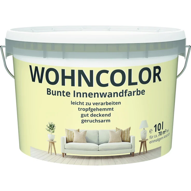 Primaster Wohncolor Wandfarbe Vanilleblüte, Streichfertige Innendispersionsfarbe, 10 L, Waschbeständig, Matte Oberfläche
