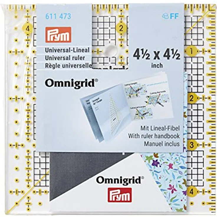 Prym 611473 Universal 4,5 x 4,5 inch Omnigrid Lineal, Kunststoff, transparent