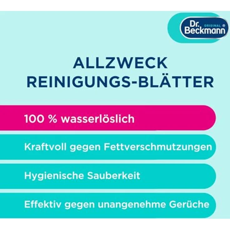 Dr. Beckmann Allzweck Reinigungs-Blätter SUMMER LEMON 20 Blätter Allzweckreiniger, Duftnote Zitronenfrische – Bild 4