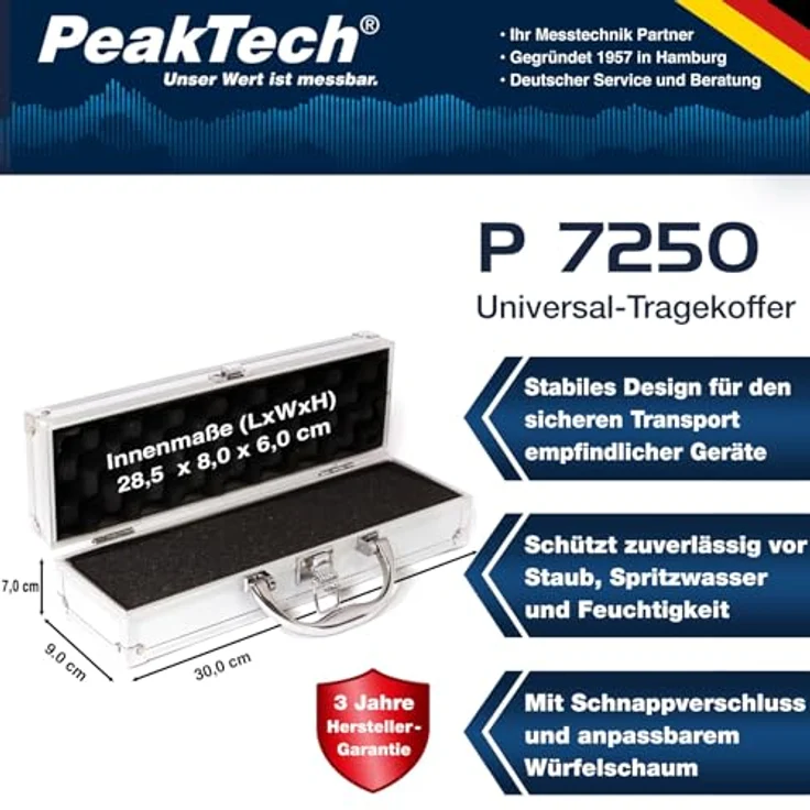 PeakTech Werkzeugkoffer PeakTech P 7250: Aluminium Tragekoffer mit Würfelschaum - idealer Schutz für elektronische Messgeräte – Bild 2