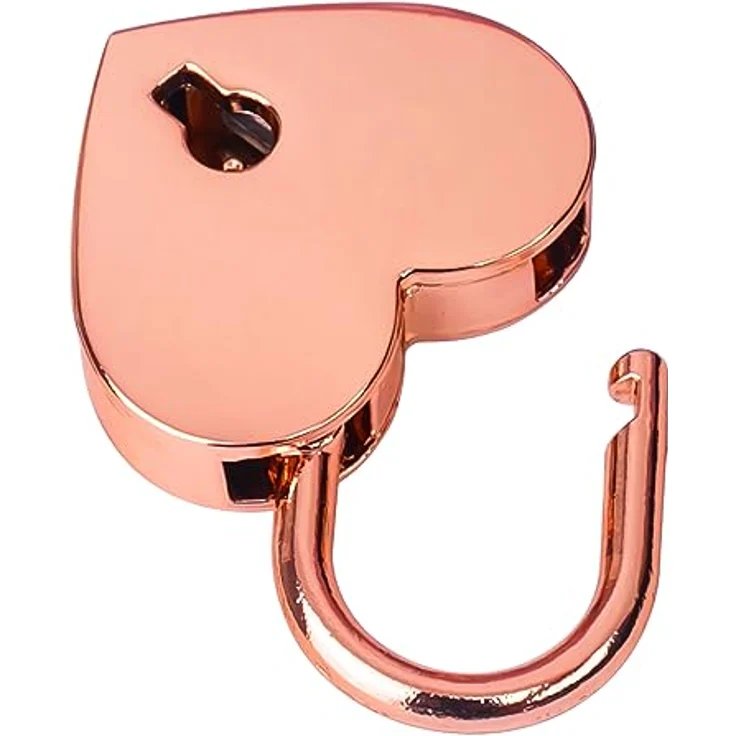 HMF Mini Deko Vorhängeschloss mit Schlüssel in Herzform | 3,9 x 3 x 0,7 cm | Roségold – Bild 5
