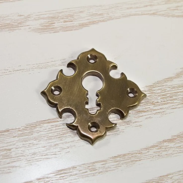 Antikas Schlüsselrosette, antike Rosette aus patiniertem Messing, für Haustür oder Zimmertür, 5 cm x 5 cm – Bild 1