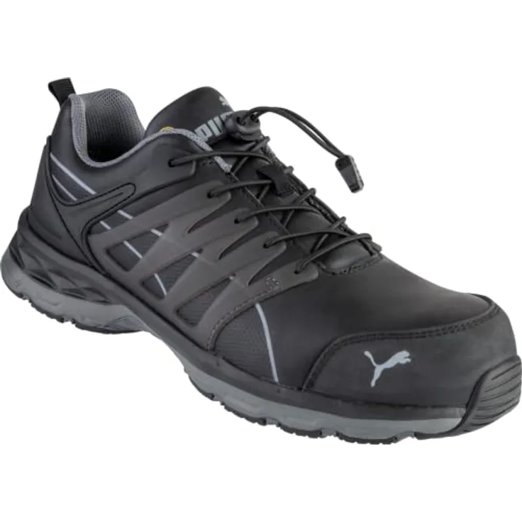 PUMA Safety VELOCITY 2.0 BLACK LOW, Arbeitsschuh mit IMPULSE.FOAM Dämpfung, rutschfester Gummisohle und elastischem Schnellschnür-System, schwarz