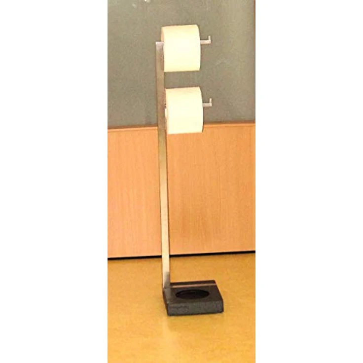 blomus -MENOTO- Stand WC-Garnitur aus mattiertem Edelstahl, freistehender Toilettenbutler, Platz für 2 WC-Rollen, exklusive Optik, Badaccessoire (H / B / T: 71 x 20 x 15 cm, Edelstahl-matt, 68623) – Bild 4