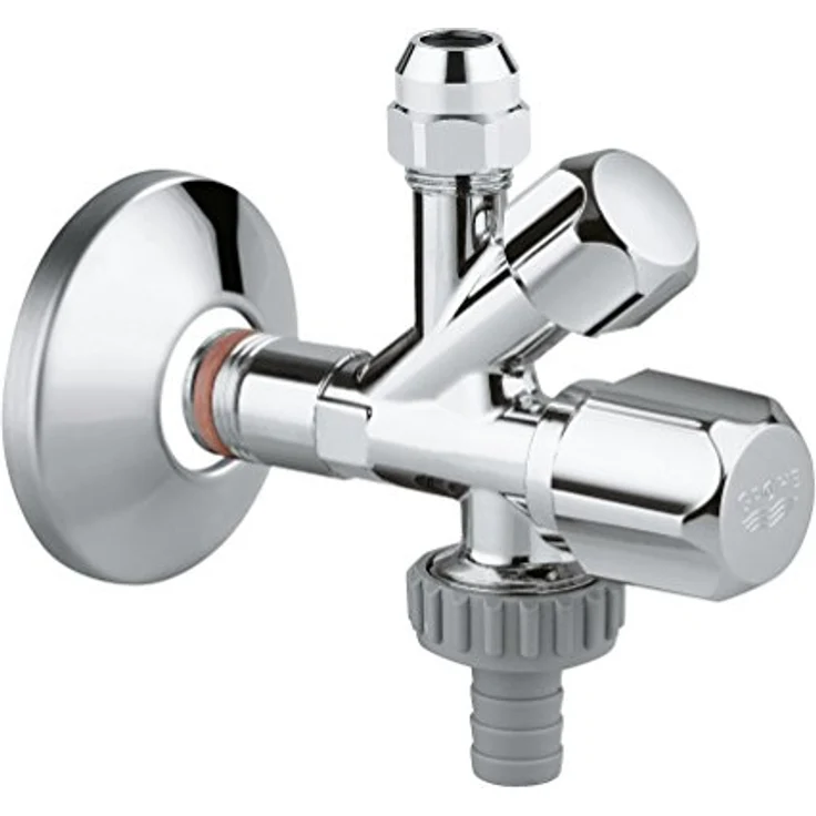 GROHE Original WAS Sicherungstechnik - KOMBI-ECKVENTIL mit selbstdichtendem Anschlussgewinde, Wandanschluss 1-2 Zoll, Abgang 3-8 Zoll, Abgang 3-4 Zoll mit Schlauchanschluss 22036000 – Bild 2