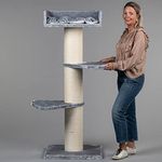 RHRQUALITY kratzbaum Grosse Katzen stabil XXL Royalty katzenkratzbaum für Maine Coon große katzenbaum schwere Katze kletterbaum kratzmöbel Dicker stamm (Hell Grau)