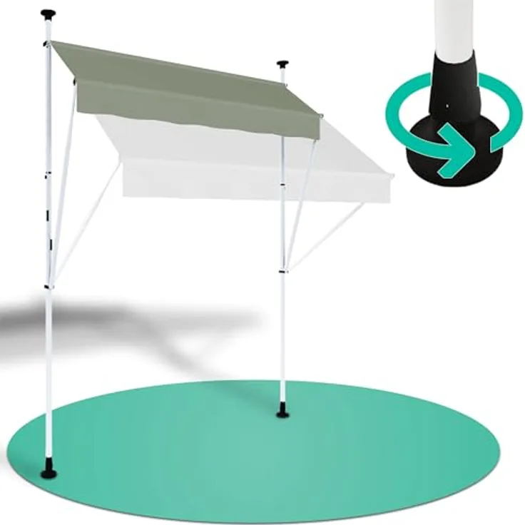 Strattore Klemmmarkise/Balkonmarkise Sonnenschutz Markise - ohne Bohren - Manuell einziehbar - 300 x 120 cm - Matcha Grün