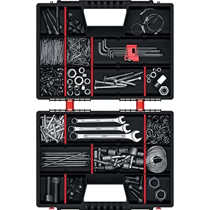 Doppelter Sortimentskasten Kleinteilemagazin Sortimentsbox mit Trennwänden Kunststoff 39 x 29 x 13 cm – Bild 4