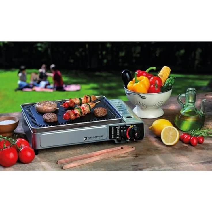 Kemper Gasgrill, tragbar, 2300 W, antihaftbeschichtet, inkl. Transportkoffer – Bild 2