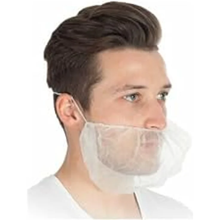 Franz Mensch FM1041 Bartschutz, elastischer PP-Vlies Einwegschutz für lange Bärte, 100er Pack, weiß – Bild 2