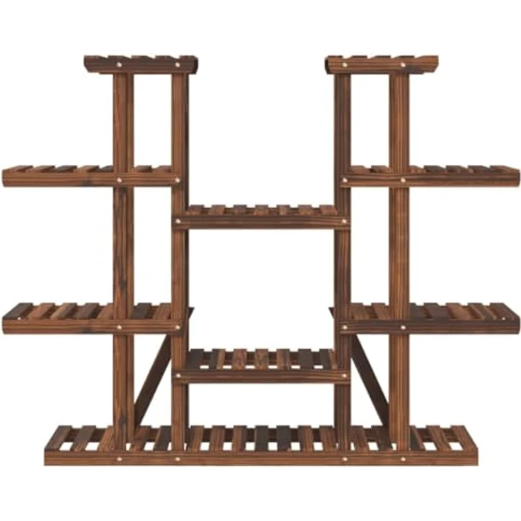 vidaXL Blumenständer, Pflanzständer 110x25x110,5 cm Massivholz Tanne, Karbonisiertes Braun – Bild 5