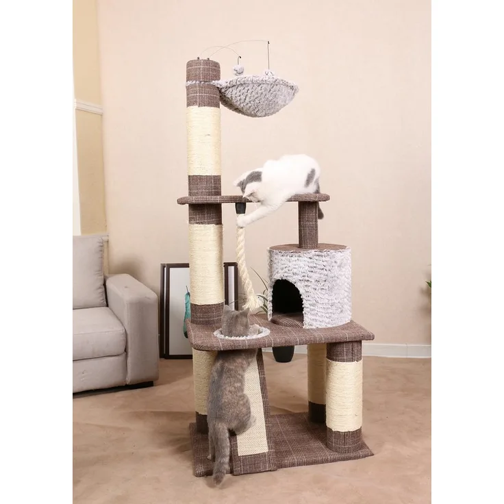 HEIM Kratzbaum "Schottland III", Kratzbaum mit 14cm Stämmen und vielfältigen Spiel- und Ruhemöglichkeiten, beige
