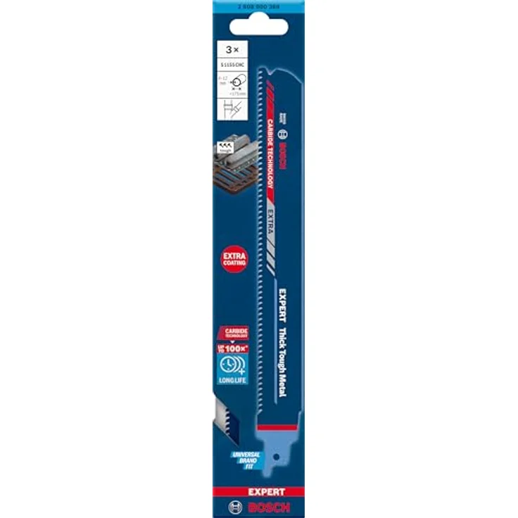 Bosch Säbelsägeblatt Expert Thick Tough Metal Länge 225 mm Breite 25 mm Zahnteilung TPI 8 3 mm S-Schaft - Preisvergleich – Bild 2