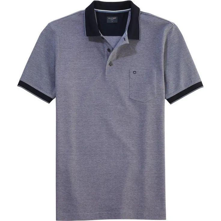 OLYMP Poloshirt Casual Two-Tone Piqué, Baumwolle, atmungsaktiv, navy