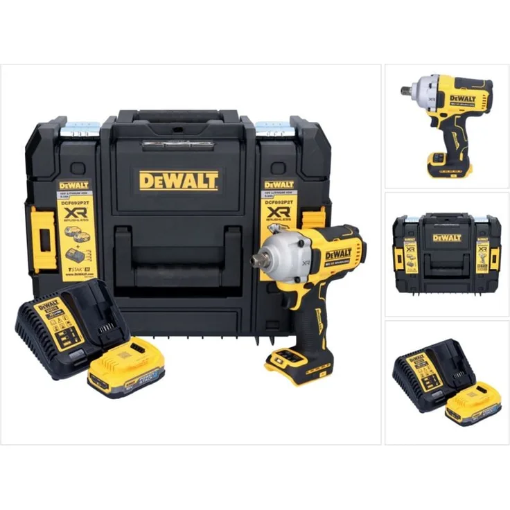 DeWalt DCF 892 E1T, Akku Schlagschrauber 18 V mit 813 Nm, 1/2" Brushless, inkl. 1x 1,7 Ah Akku, Ladegerät und TSTAK