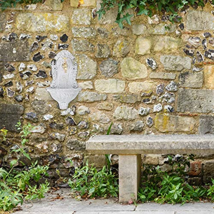 relaxdays Gartenbrunnen Wandbrunnen antik, Weiß, dekoratives Gartenwaschbecken aus Aluminiumguss mit 3/4 Zoll Wasseranschluss – Bild 5