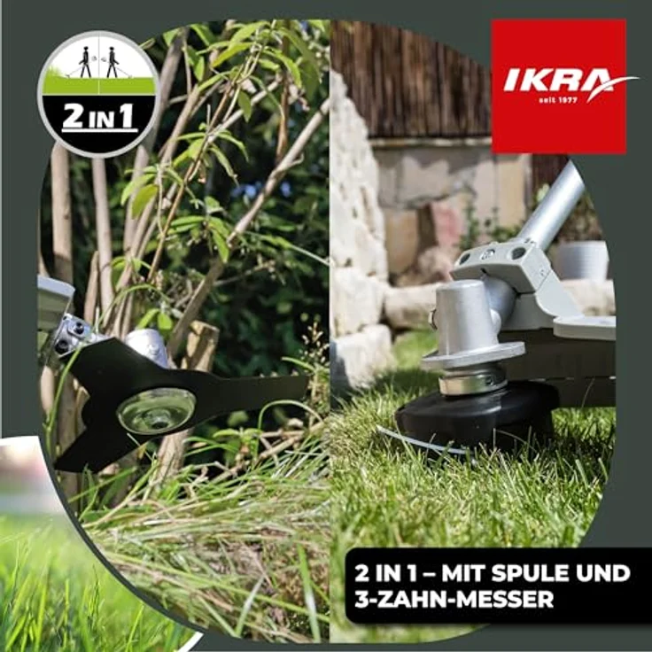 IKRA Elektro Sense Rasensense IES 1000 C Schnittkreis 37cm 1.000W inkl. Fadenspule Dickichtmesser Schultergurt – Bild 5