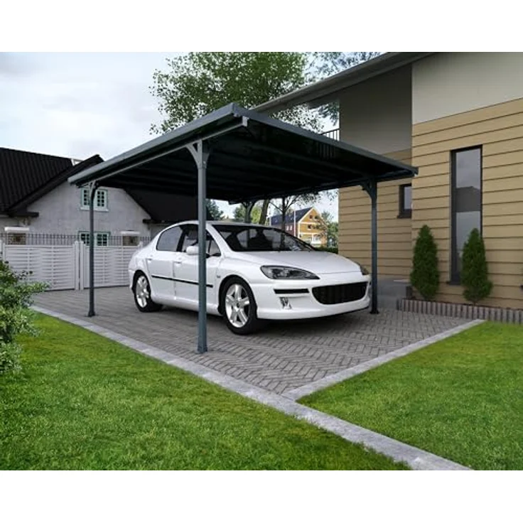 Palram Canopia Carport Bausatz Verona 5000, Einzelcarport 504 x 299 cm, anthrazit, Polycarbonat, rostfreies Aluminium, UV-Schutz, wetterfest – Bild 2