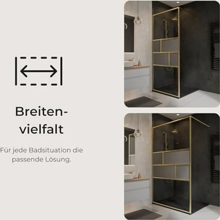 Schulte Duschwand Walk In Carvella, 90 x 200 cm, 6 mm ESG-Sicherheitsglas, mit fixil-Beschichtung und Profil in Goldoptik – Bild 4