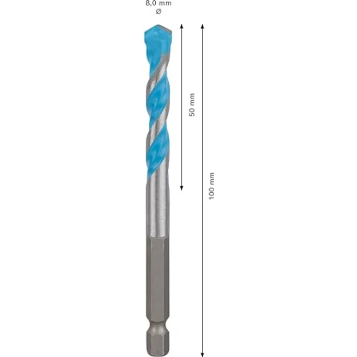 Bosch Expert MultiConstruction HEX-9 2608900581, Mehrzweckbohrer 8 mm, Sechskant, 100 mm Gesamtlänge, präzise Bohrungen in Beton, Ziegel, Holz und Metall – Bild 3